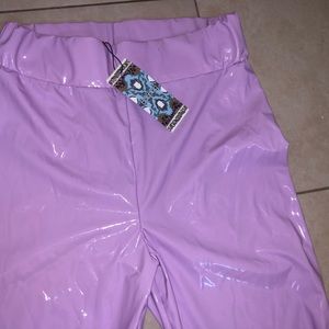 Pink Vinyl Leggings